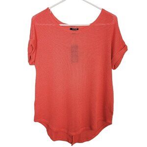 a.n.a A New Approach Fisherman Knit Sheer Sweater Blouse Boat Neck Coral NEW